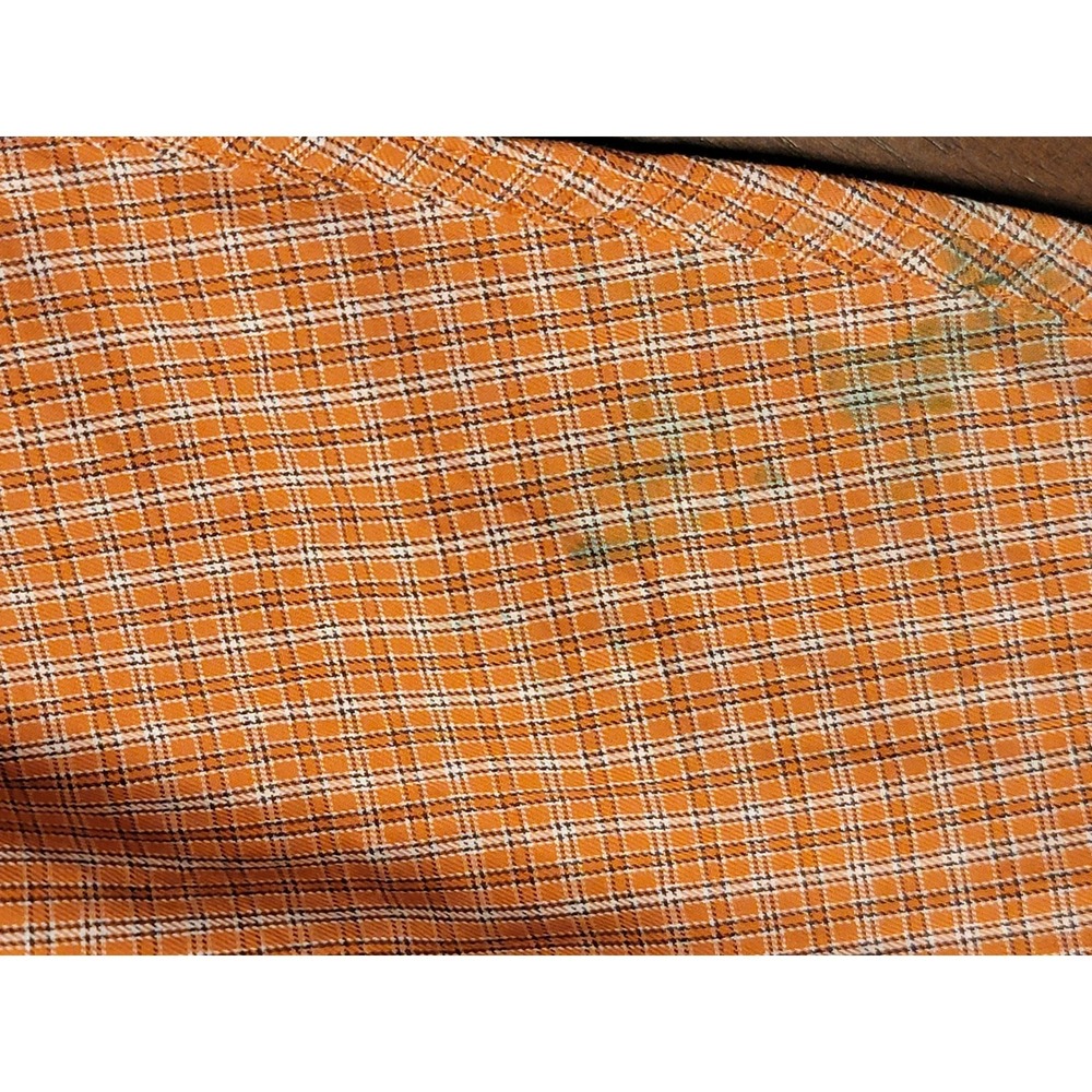 Wrangler Quality Orange Plaid Long Sleeve Button Down Shirt 2XL Wrinkle Resist - Picture 10 of 10